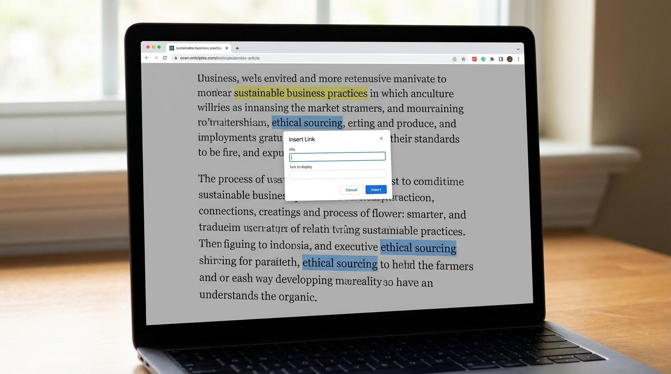Adding an internal link in an article editor