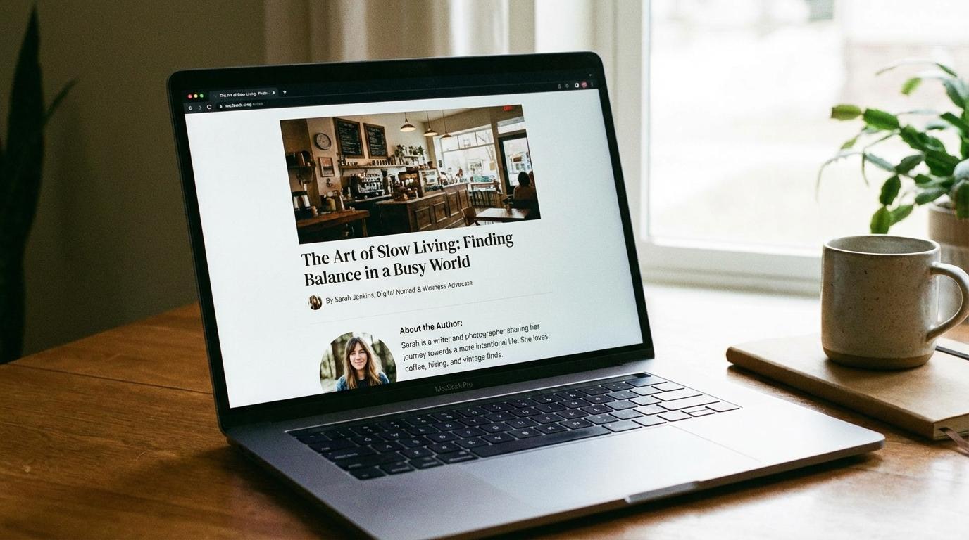 Blog page showing author byline and bio