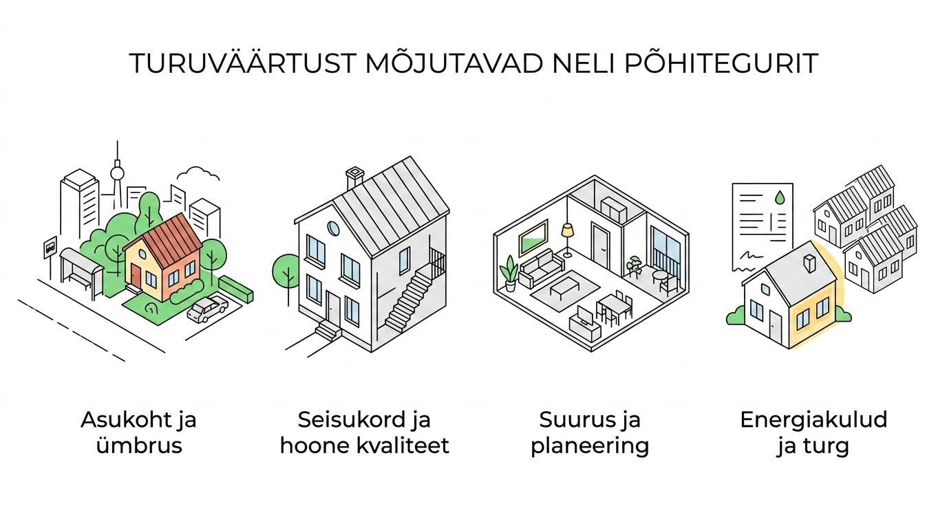 Ülevaade peamistest teguritest, mis mõjutavad kodu turuväärtust Tallinnas.