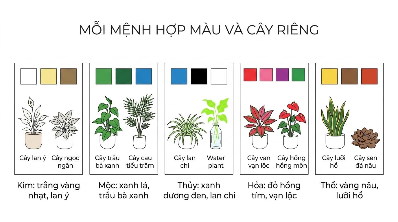 Mỗi mệnh hợp màu và cây riêng