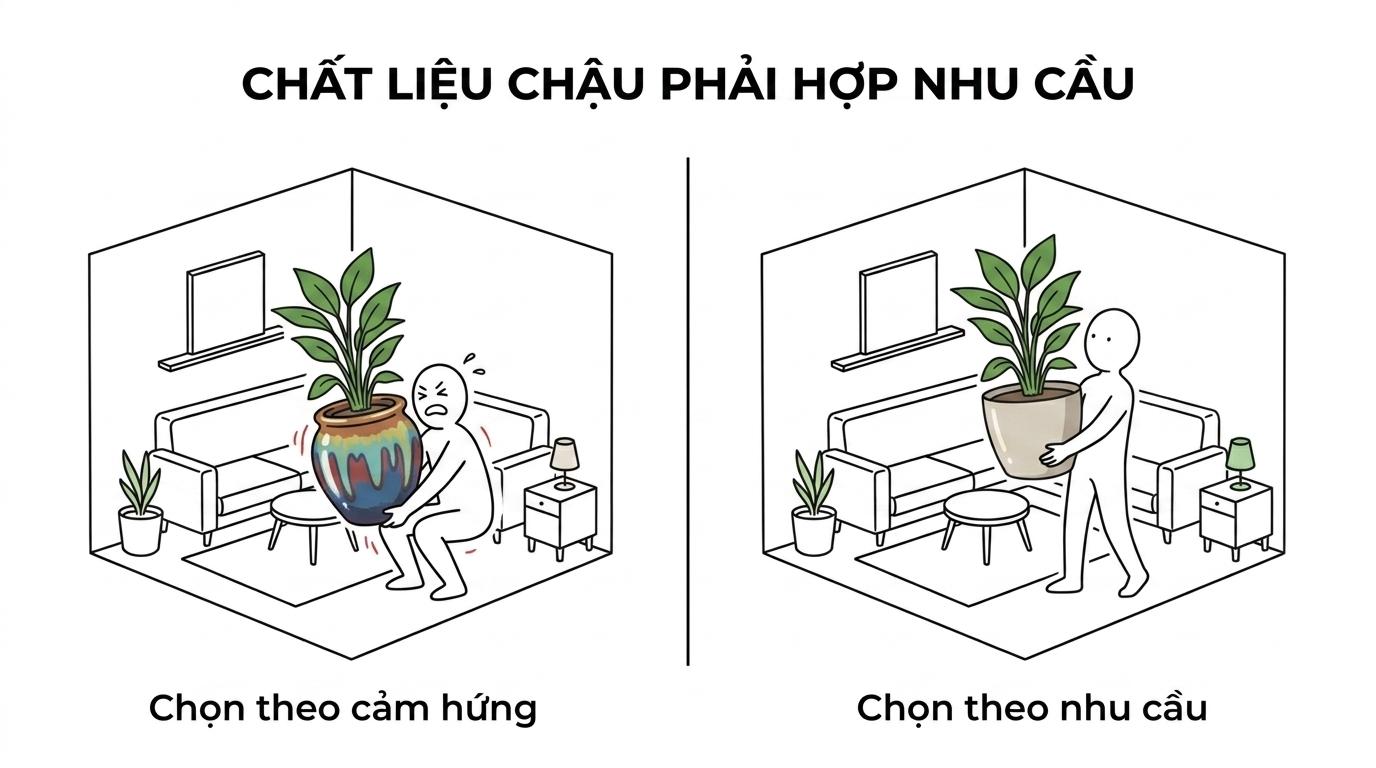 Chât liệu chậu phải hợp nhu cầu