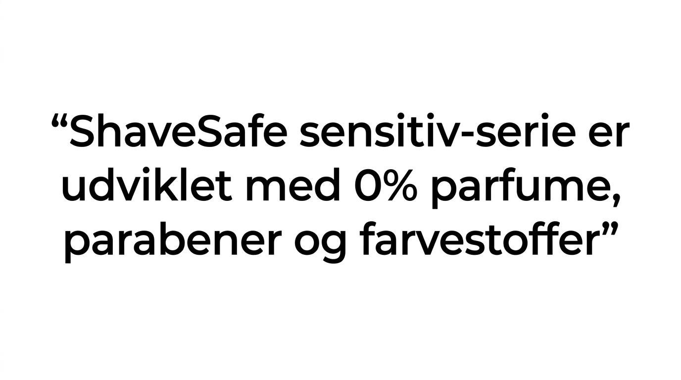Citatkort med teksten om 0% parfume, parabener og farvestoffer.