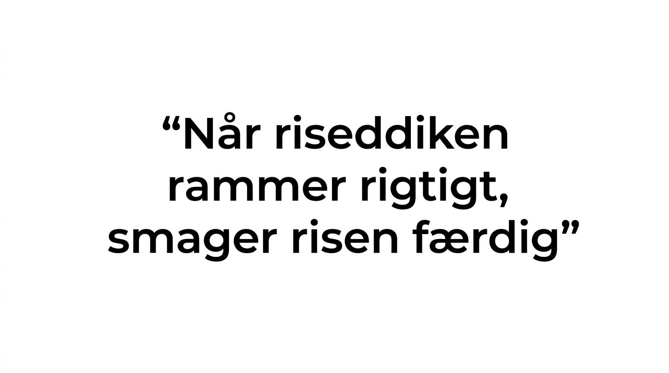 Citatfremhævelse med budskabet om, at korrekt riseddike får sushiris til at smage færdig.