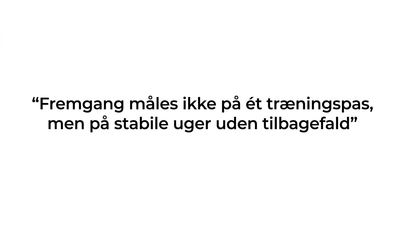Citatgrafik med budskabet om, at fremgang efter skinnebensbetændelse måles i stabile uger uden tilbagefald.
