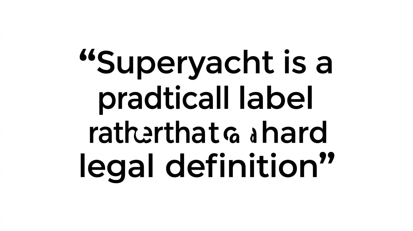 Quote card highlighting that superyacht is a practical label rather than a hard legal definition.