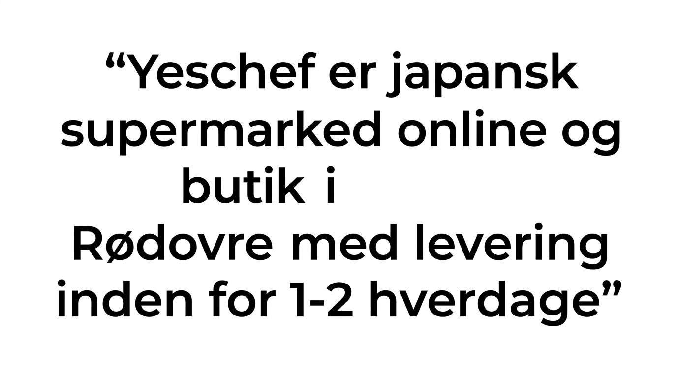 Quote card highlighting that Yeschef is both online and in Rødovre with 1-2 business day delivery.