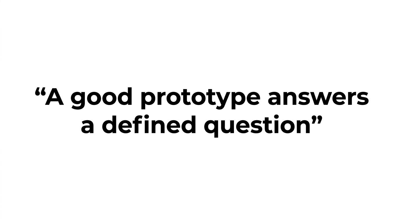 Highlighted quote reading, “A good prototype answers a defined question.”
