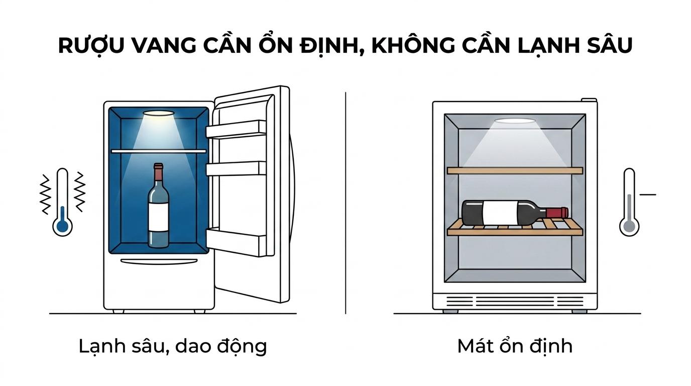 Tủ rượu vang cao cấp khác gì tủ lạnh thông thường?