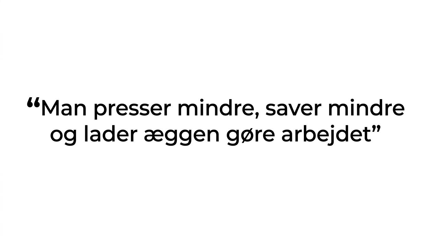 Fremhævet citat med teksten om, at kniven inviterer til bedre teknik.