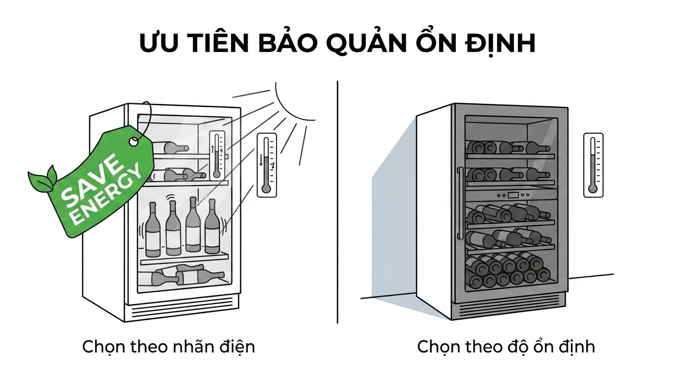 Tủ rượu tiết kiệm điện khác gì tủ lạnh gia dụng?