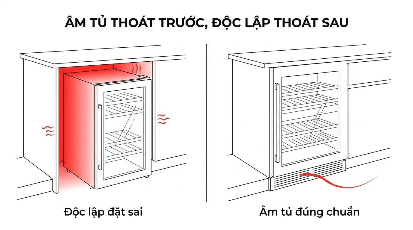 Tủ rượu âm tủ là gì và khác tủ rượu độc lập ở điểm nào?