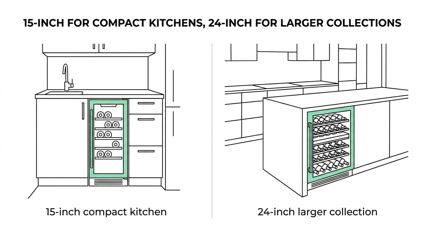 Tủ rượu vang 15 inch và 24 inch khác nhau thế nào?