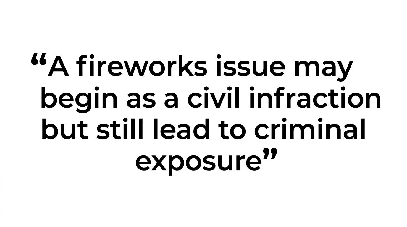 Highlighted quote reading, 'A fireworks case does not always stay a fireworks case.'