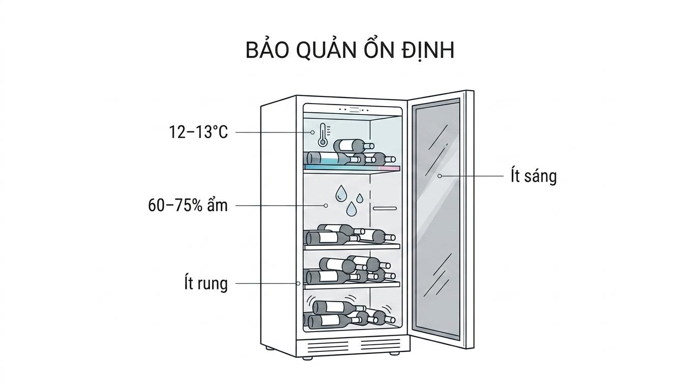 Tủ rượu sưu tầm ARTEVINO cho điều kiện bảo quản ổn định lâu dài