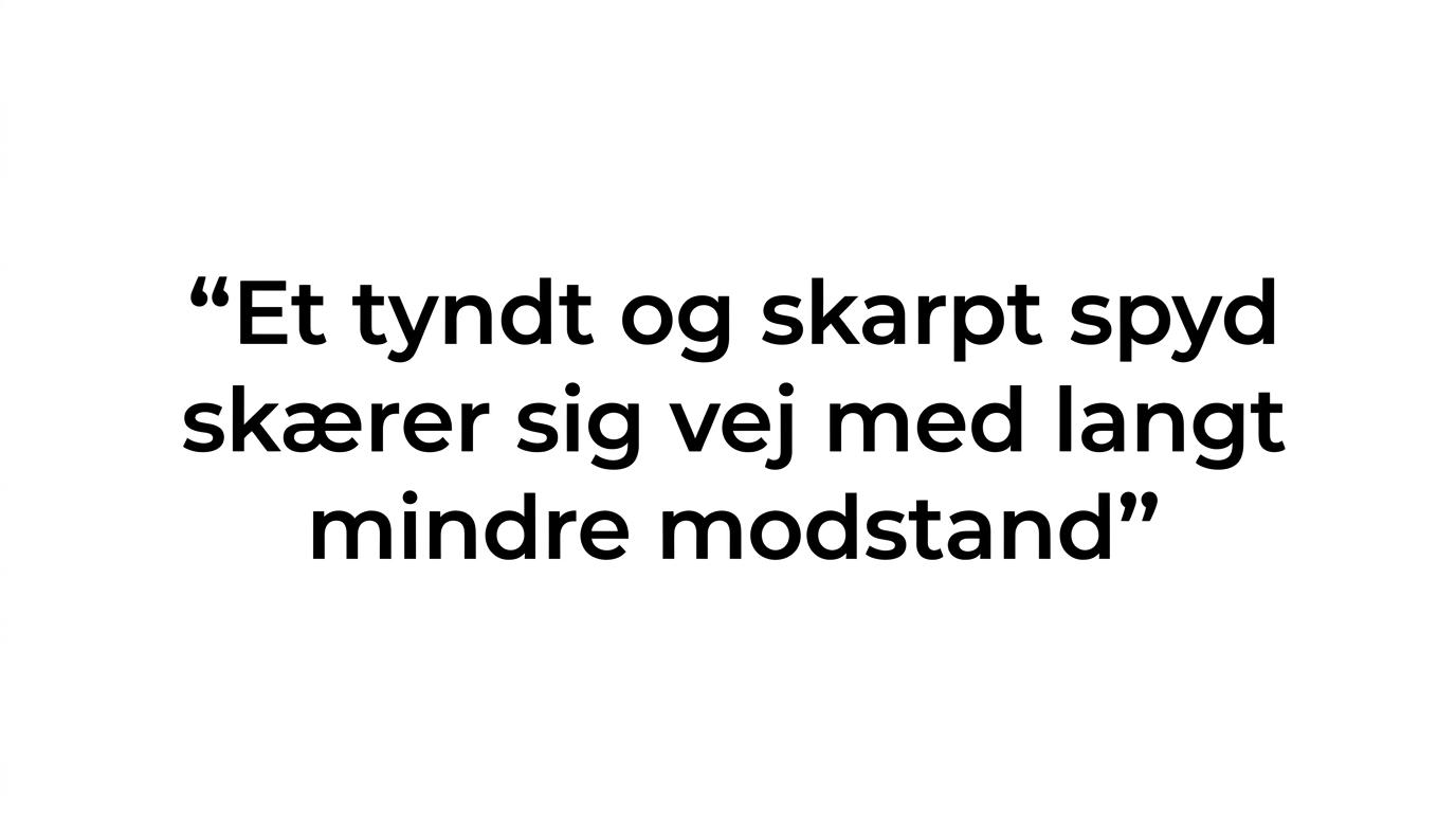 Fremhævet citat om at skarphed handler om kontrol.