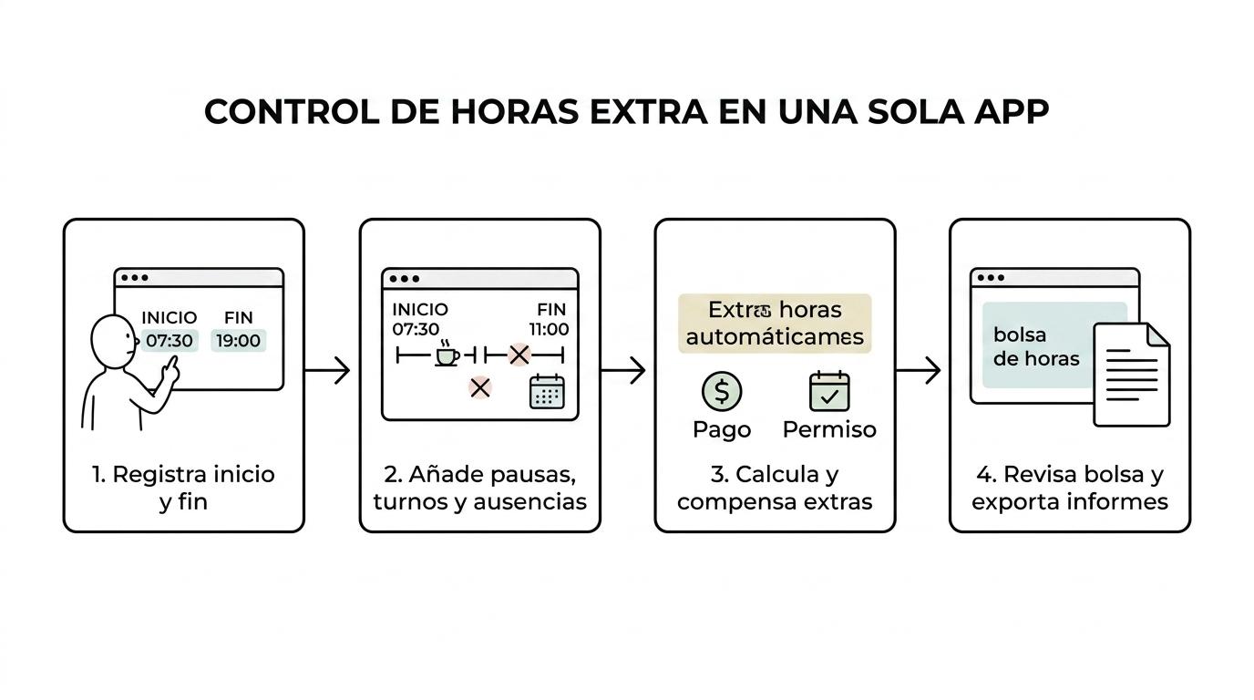 Control de horas extra y registro diario de jornada para PYMEs en España