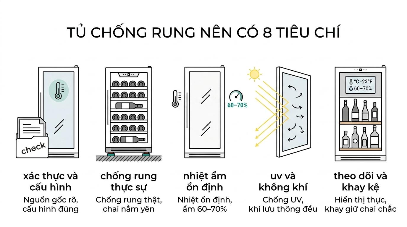 8 tiêu chí và tính năng nào nên có ở tủ rượu chống rung cho rượu quý?