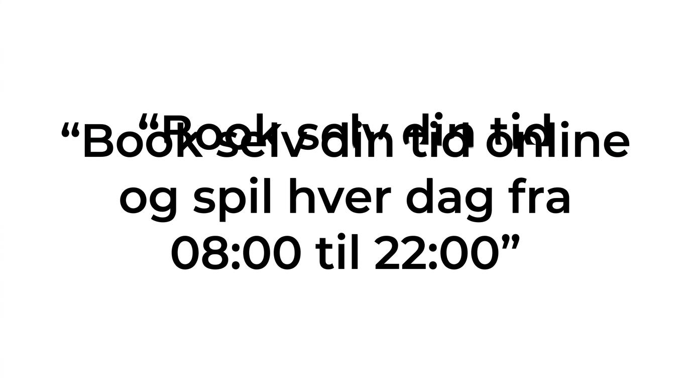 Citatgrafik med teksten om daglig åbningstid fra 08:00 til 22:00 og online booking i et ubemandet center.