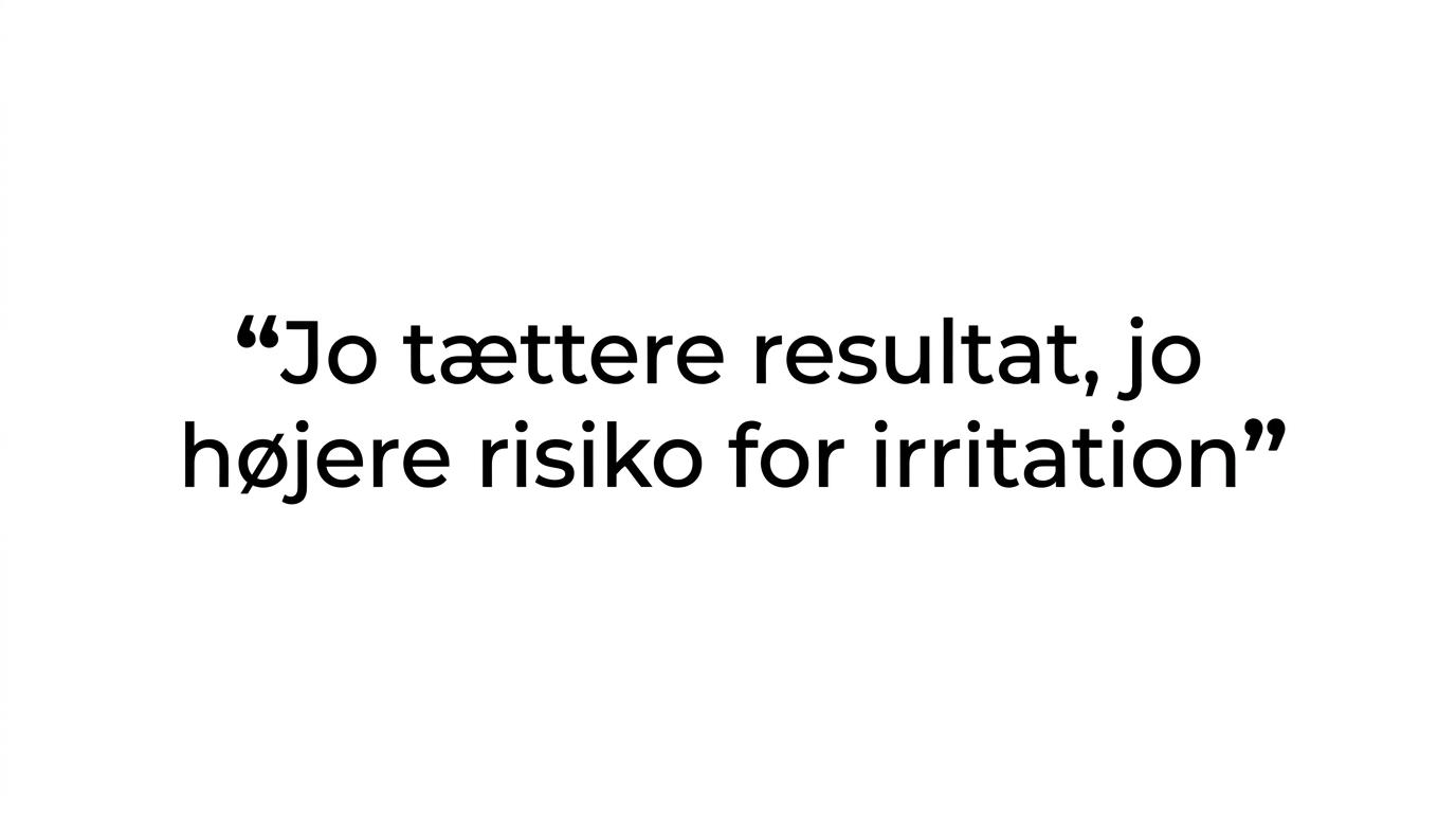 Fremhævet citat om, at tættere barbering øger risikoen for irritation.