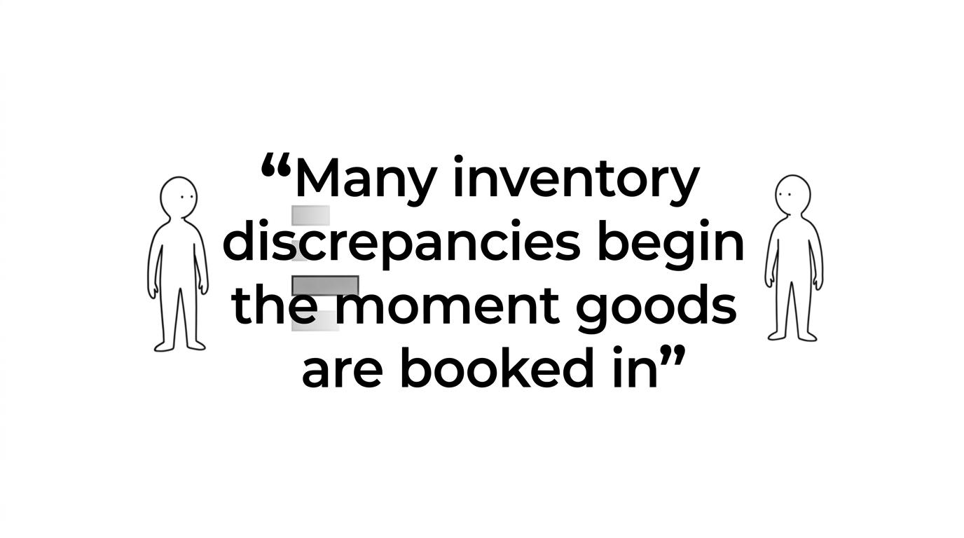 A highlighted quote stating that receiving is one of the earliest points where inventory inaccuracies start.