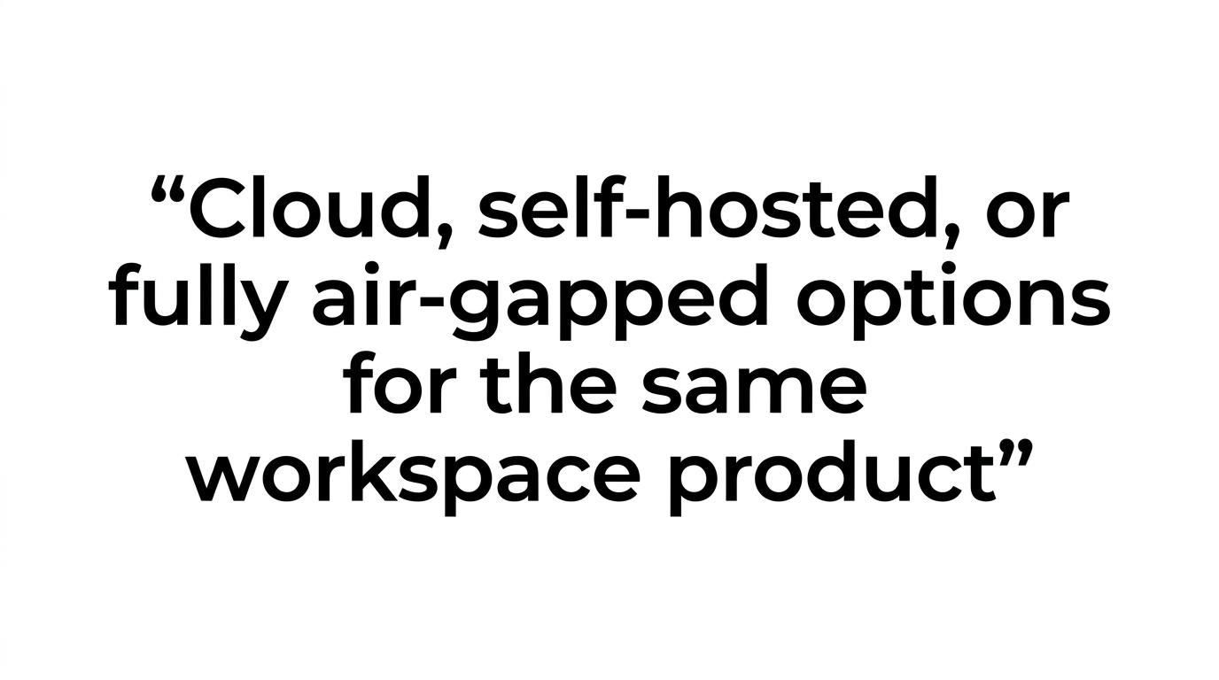 Highlighted quote stating that TOW supports cloud, self-hosted, and fully air-gapped deployment with Docker Compose.