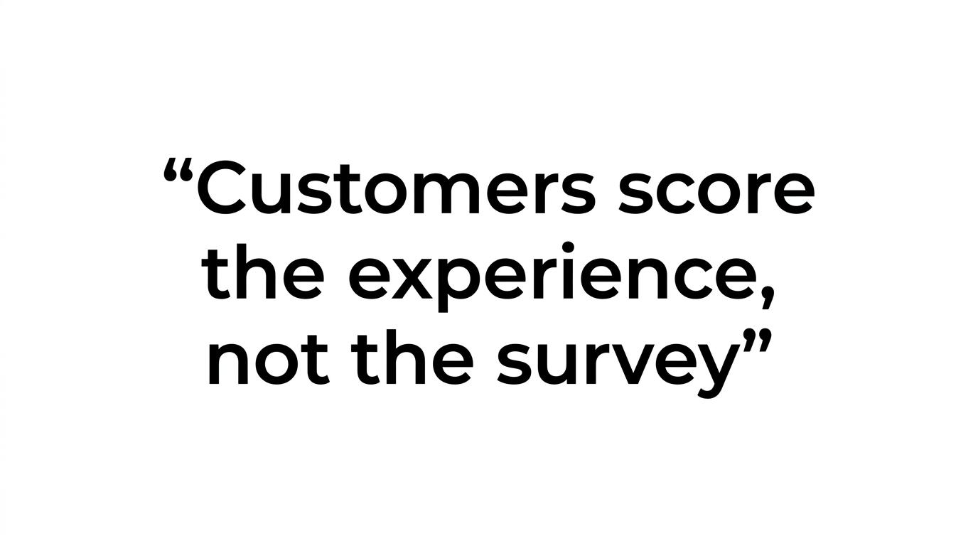 A highlighted quote that reads, Customers do not score the survey. They score the experience that came before it.