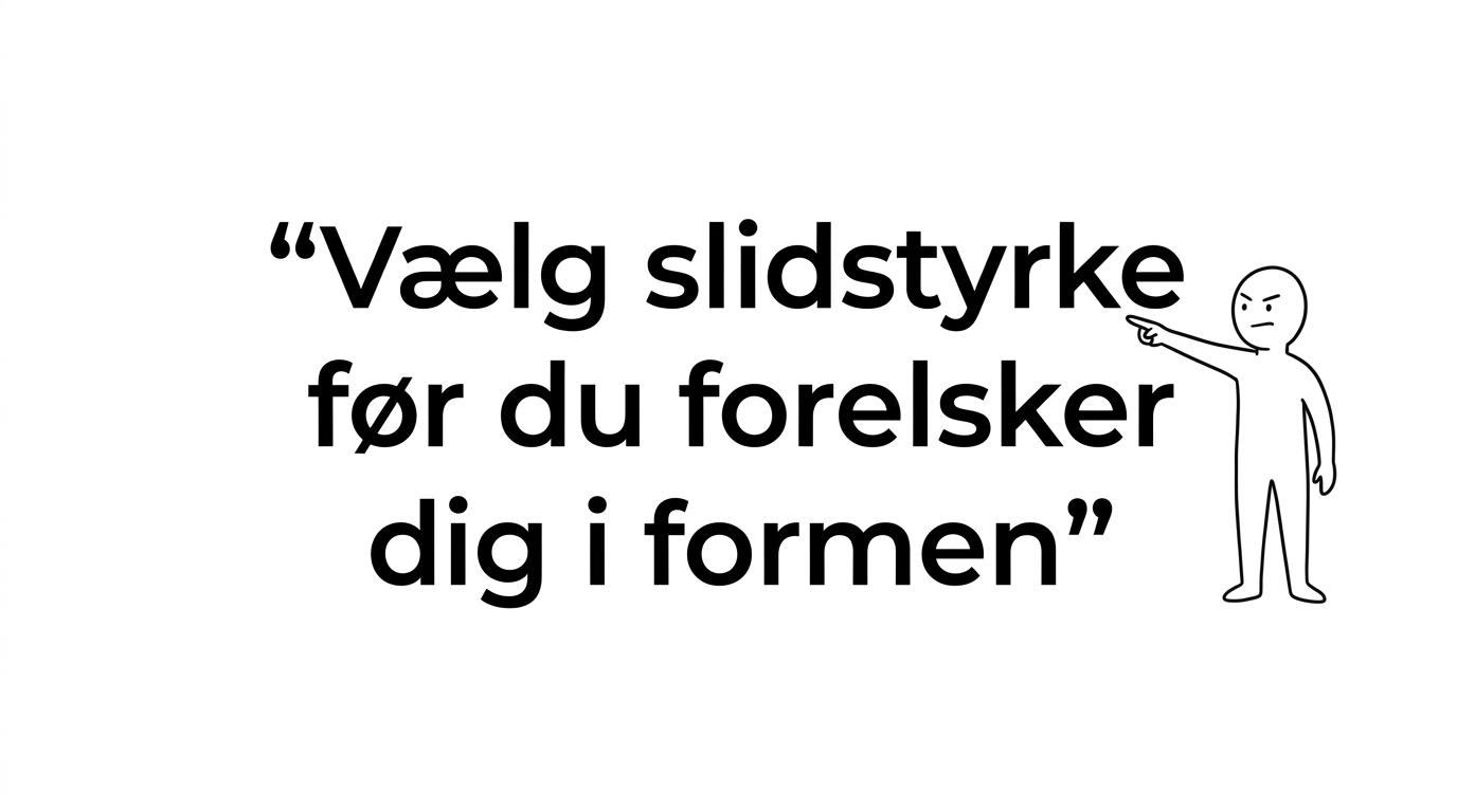 Citatfremhævning med rådet om at vælge slidstyrke før ringens form.