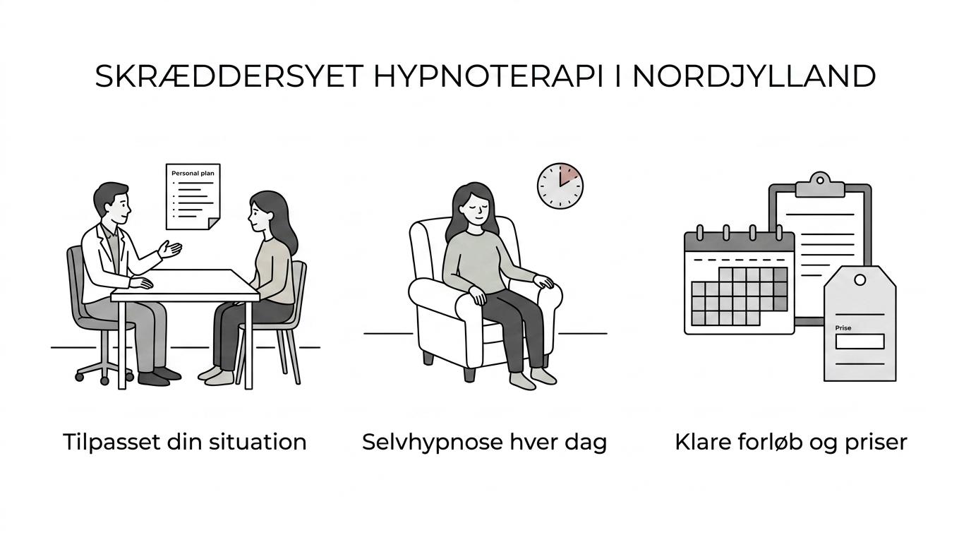 Klinik Careteam, hypnoterapi i Nordjylland til familier 1 Visuelt overblik over Klinik Careteams vigtigste styrker: skræddersyet hypnoterapi, børn og unge, voksne, forældreopbakning, rygestop og selvhypnose i Løgstør.