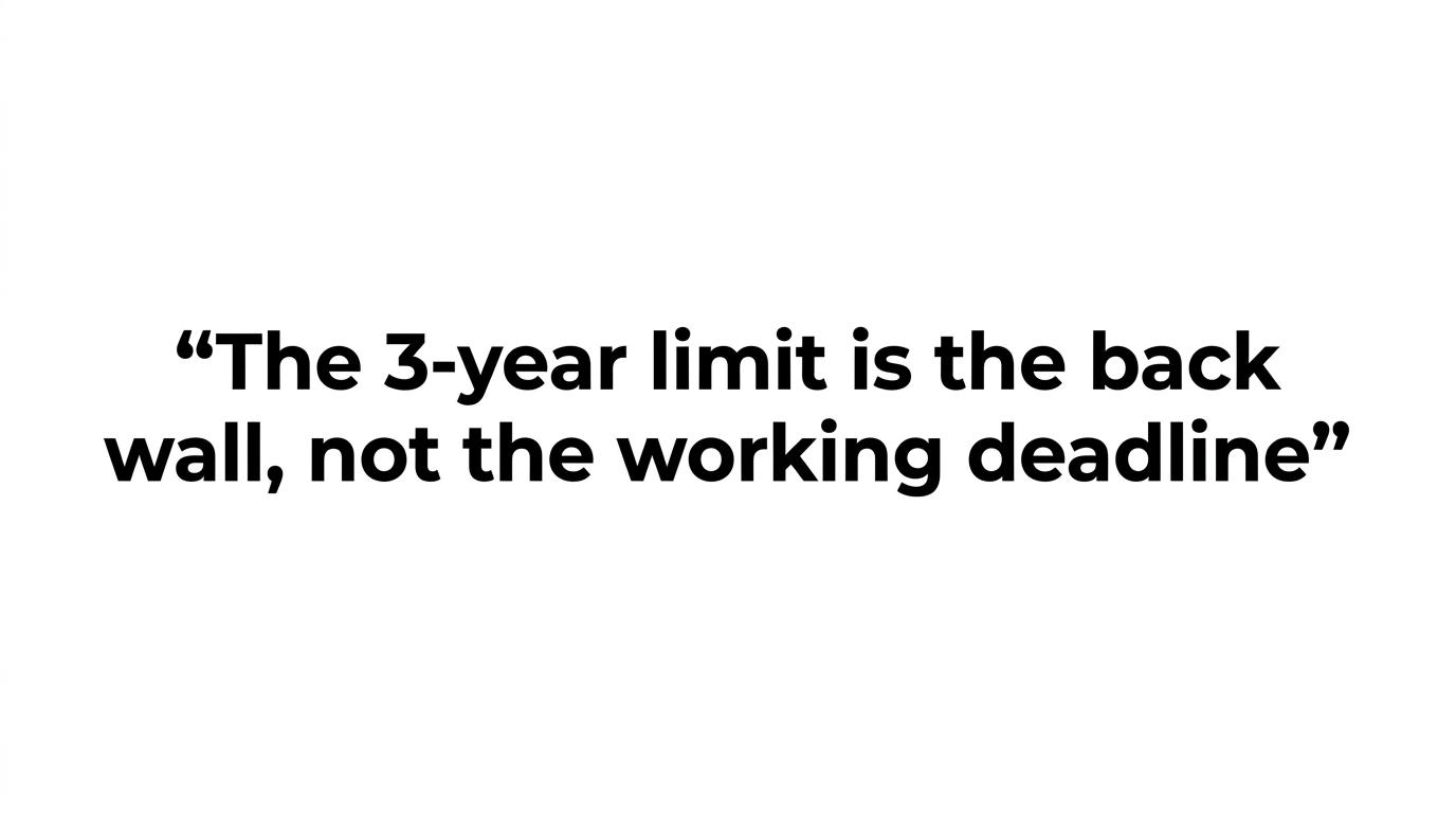 Quote graphic with the line 'Treat that as the back wall, not the working deadline.'