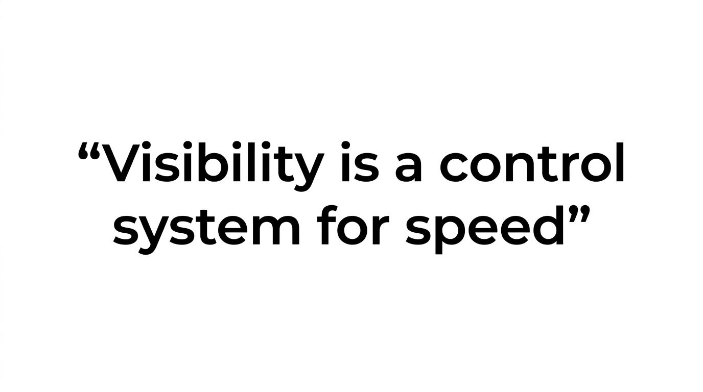 Highlighted quote reading, “Visibility is not just a convenience feature. It is a control system for speed.”