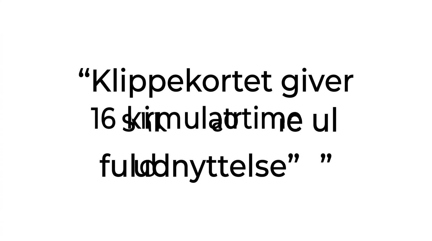 Citatgrafik med budskabet om klippekortet: betal 1.200 kr. og få 1.500 kr. i bookingkredit.