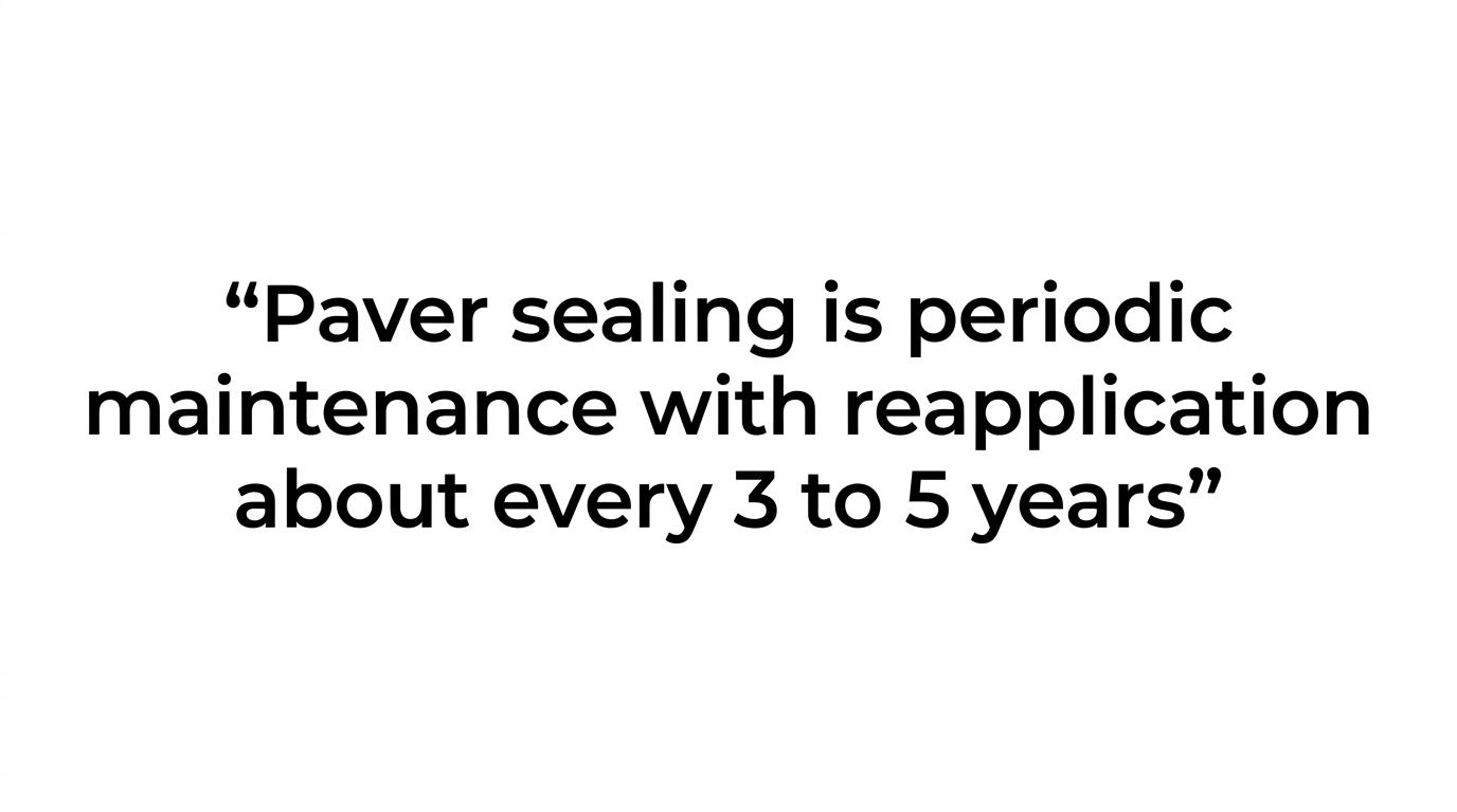 Elevation Power Washing Paver Sealing Lexington SC 2 A highlighted quote stating that paver sealing is maintenance and often needs reapplication every 3 to 5 years.