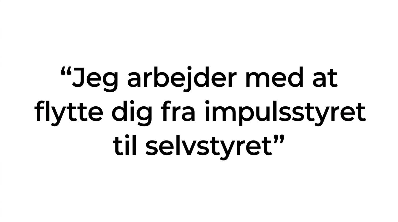 Fremhævet citat om at gå fra impulsstyret til selvstyret.