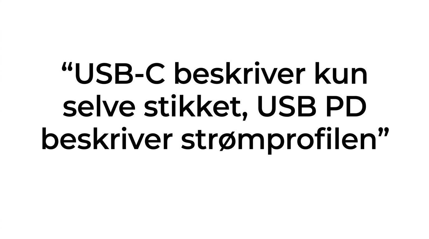 Highlighted quote emphasizing that USB-C describes the connector, while USB PD defines the charging profile.