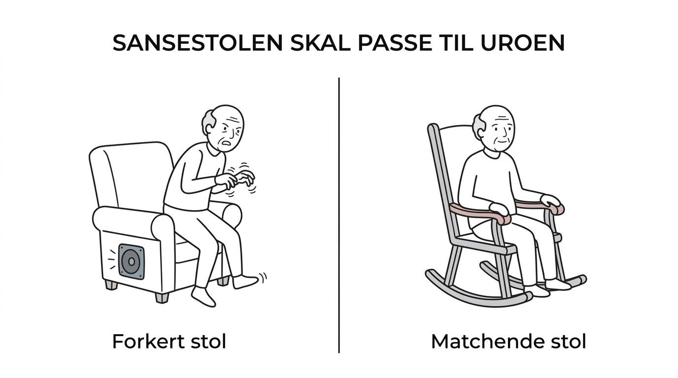 Sammenligning af gyngestol, musikstol og tyngdebaseret hvilestol med deres bedste anvendelser ved demensuro.
