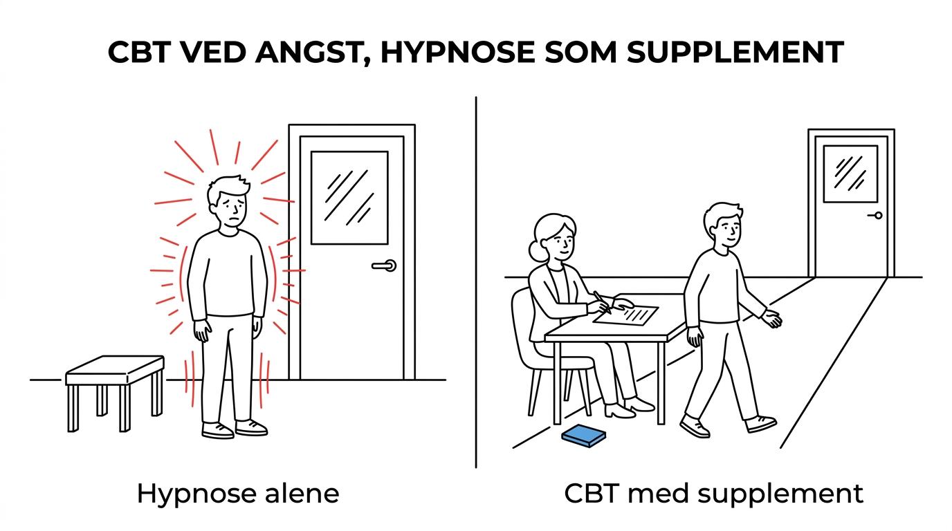 5 forskelle på angstterapi og hypnose ved uro hos unge 1 Sammenligning af kognitiv adfærdsterapi og hypnose for unge på evidens, mål, arbejdsmetode, hjemmeøvelser og forventet resultat.