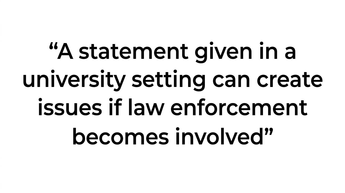 Highlighted quote warning that statements to school investigators can create problems if police become involved.