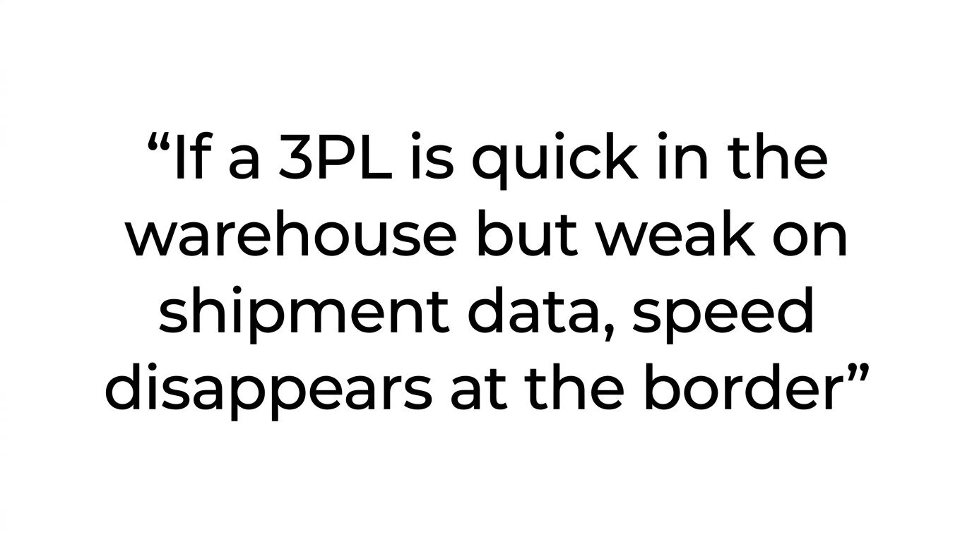Highlighted quote stating that weak shipment data erases warehouse speed at the border.