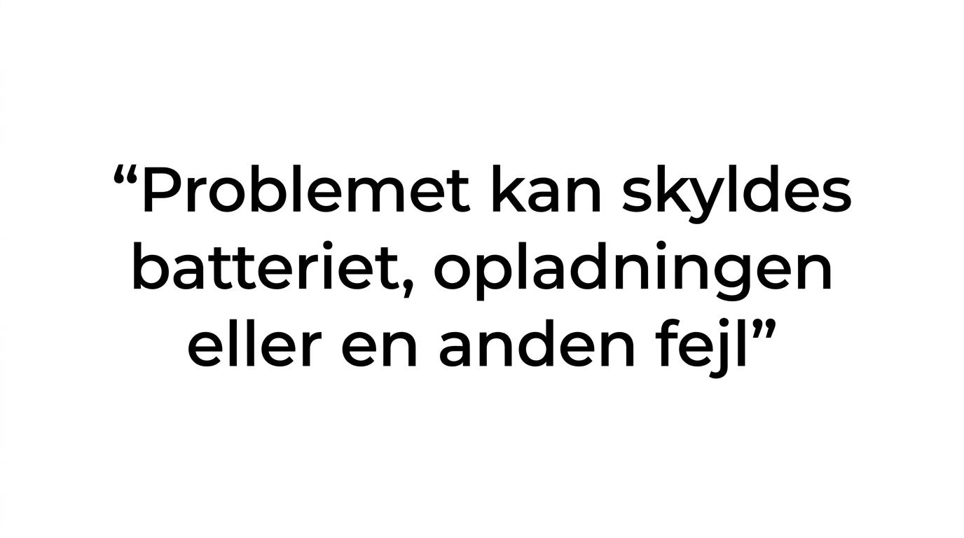 Et citat fremhævet som takeaway om, at hurtig batteridræn ikke altid betyder, at batteriet skal skiftes.