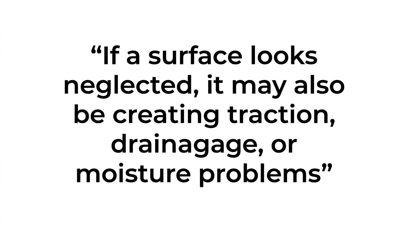 Quote highlight featuring the line about appearance and risk sitting in the same place on paved commercial sites.