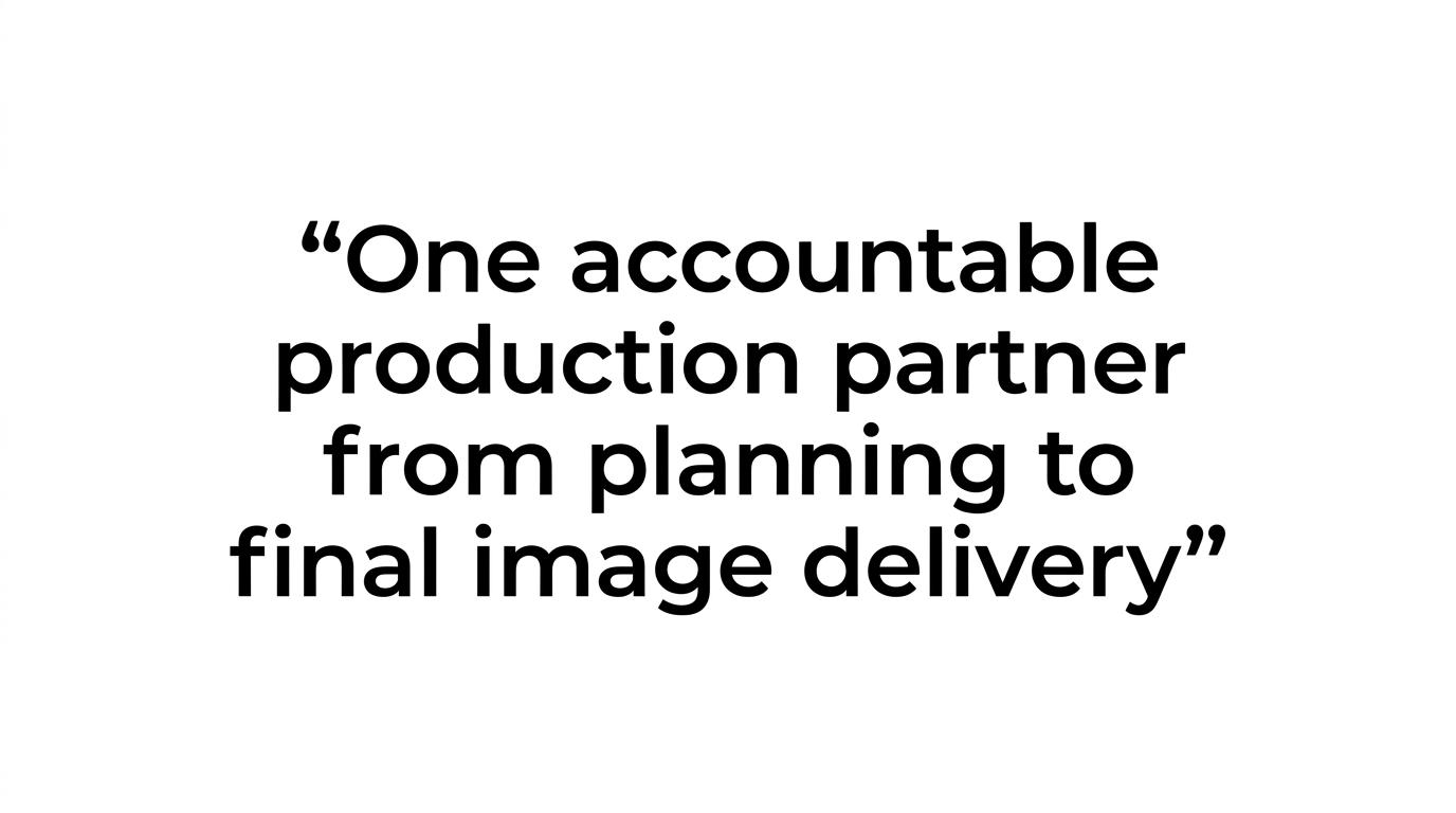 Quote card highlighting 500+ projects and a 100% in-house production model.