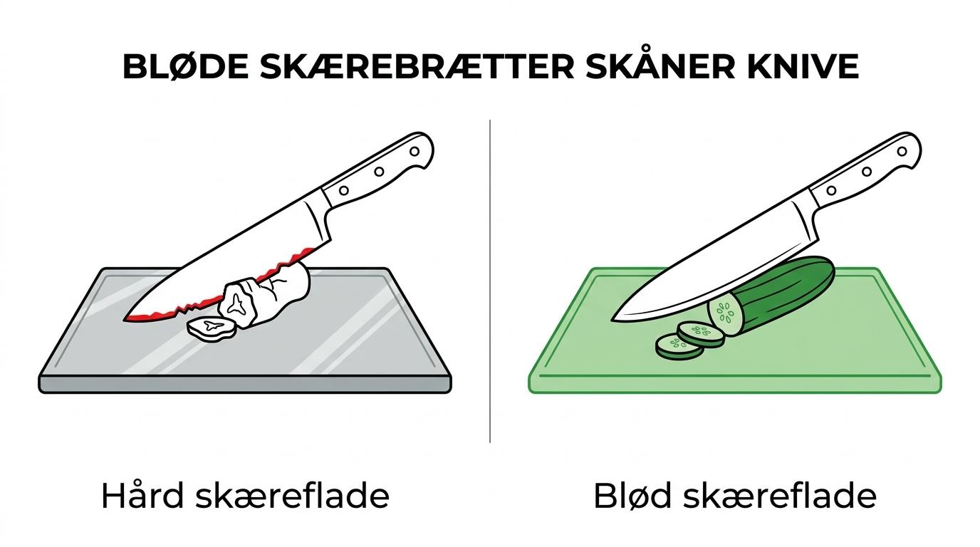 Side-by-side comparison of a soft black Hasegawa cutting board and a hard cutting surface, showing gentler knife contact and better control on the soft board.