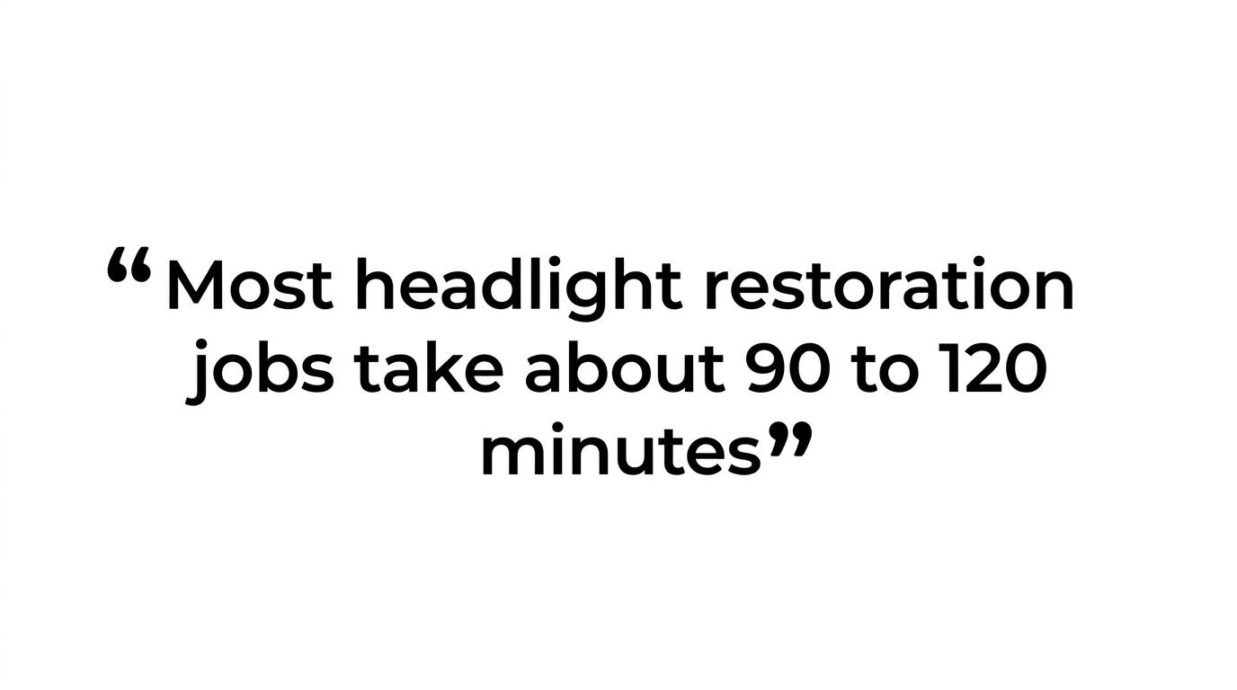 Quote card highlighting that most headlight restoration jobs take about 90 to 120 minutes.
