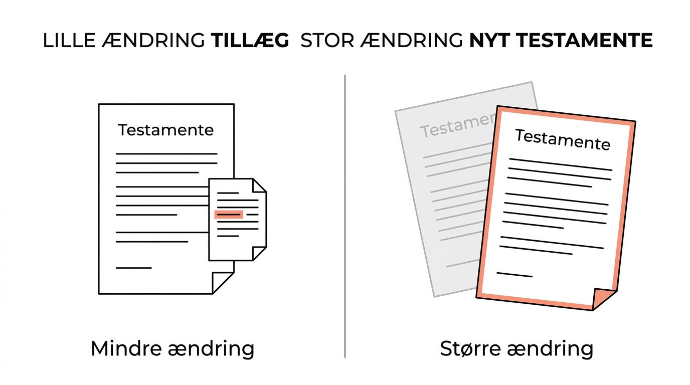 Side-by-side comparison of a supplement to a will versus a new will, showing when each is the right choice.