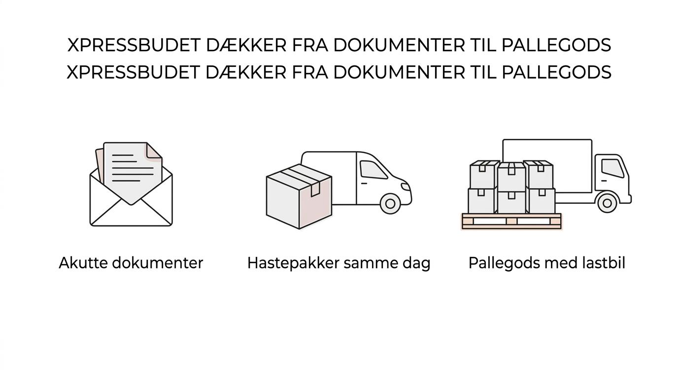 Overview of four courier options in Gladsaxe: same-day delivery, courier transport, truck freight, and special transport.