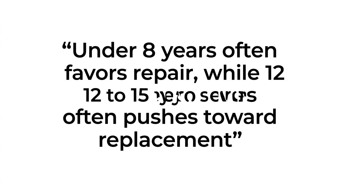 Highlighted quote with Al-Air’s rule of thumb that mini splits under 8 years often favor repair, while systems around 12 to 15 years often favor replacement.