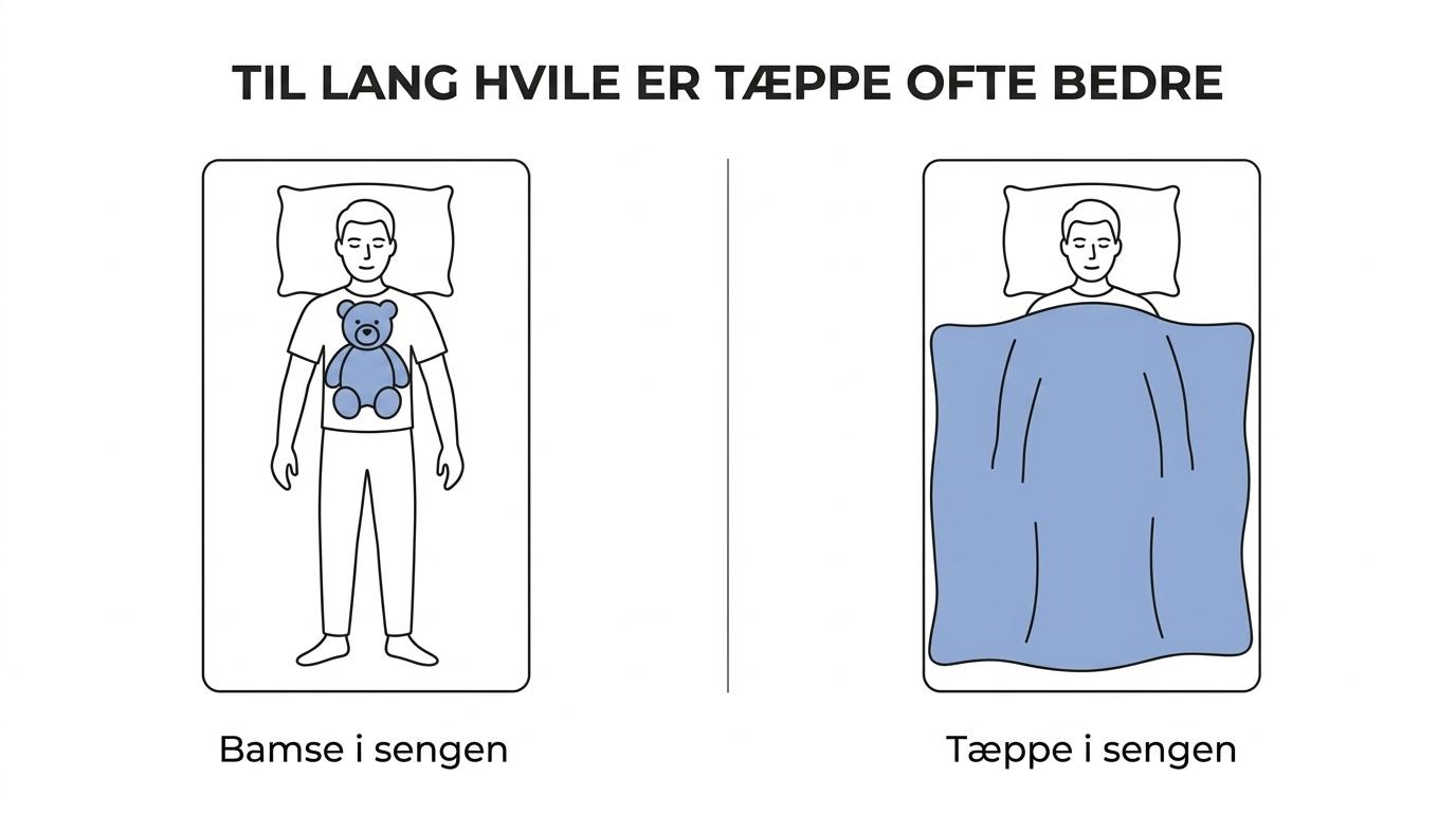 Side-by-side comparison of an adult using a weighted teddy on the lap versus a weighted blanket or pillow for longer resting pressure.
