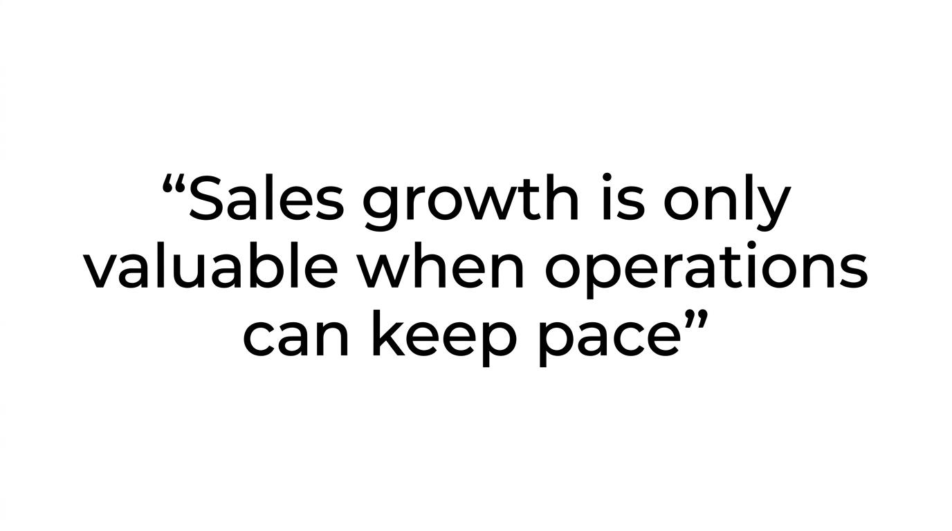 Highlighted quote reading, sales growth is only valuable when operations can keep pace.