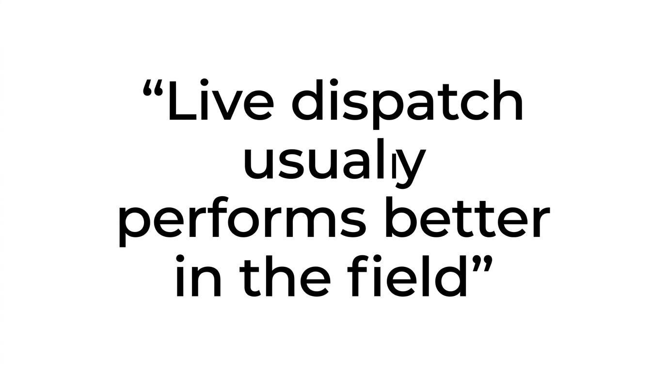 Highlighted quote stating that live dispatch usually performs better than static schedules.