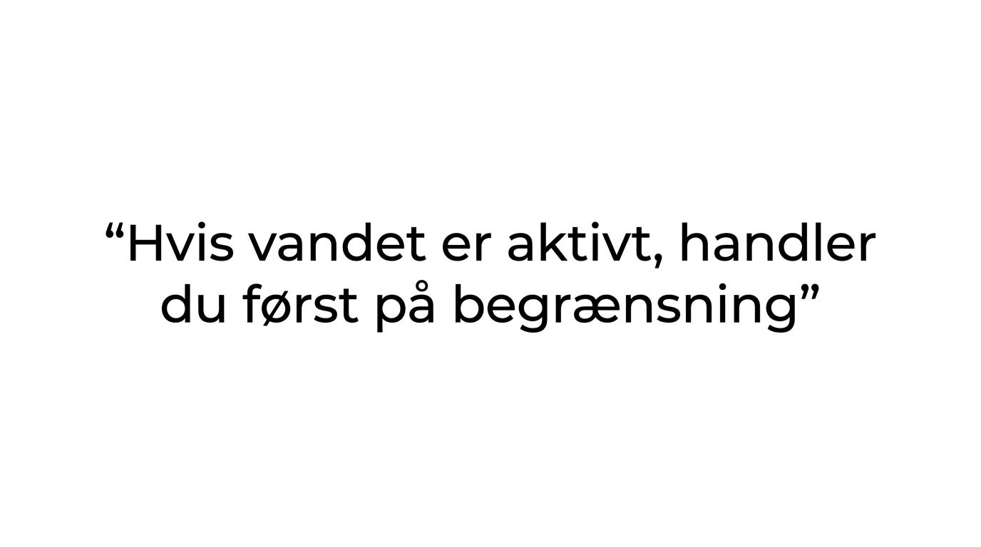 Citatgrafik med budskabet: 'Skadebegrænsning kommer før sagsgang.'